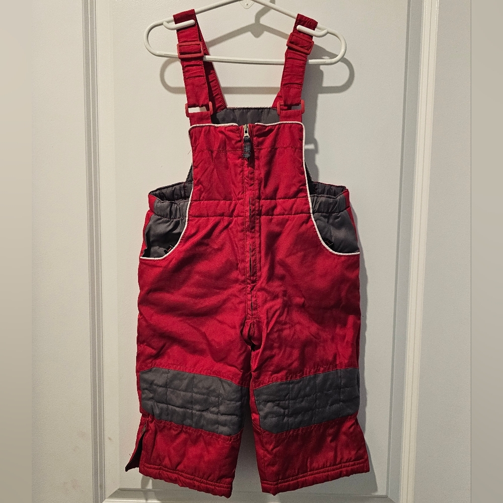24M Red‎ Gray Winter Bib Snowsuit Overalls Stylish Comfort Outdoors Adjustable